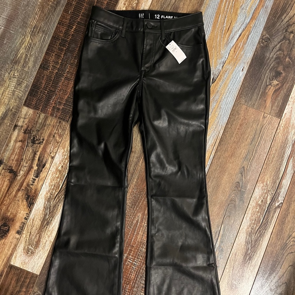 GAP Flare High Rise leather “look” pants // kids size 12